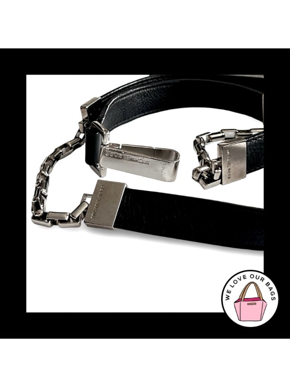 MICHAEL KORS BAG Strap Black Leather Chain Replacement Purse Crossbody Shoulder - Picture 3 of 5